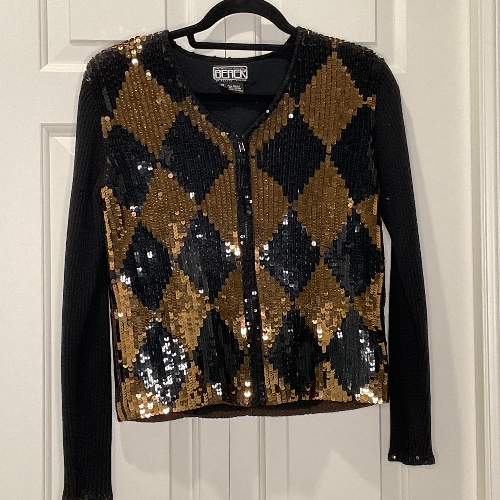 The Collective Works of Berek 2 by Takako Sakon Black & Gold Sequin Cardigan - M